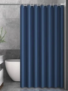 1pc Solid Color Shower Curtain Home Bathroom Decor Fall Decor Bathroom Accessories Back To School - Royal Blue - View 14