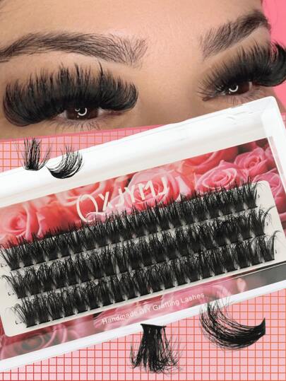 3Row 60PCS Individual Lash Clusters 80D D Curl 14mm DIY Lash Clusters, 3D Extra Thick&Fluffy&Natural Look, Reusable Individual Eyelash Extension Kit, Suitable For Self Use At Home Or On-The-Go -For Daily Wear&Wedding&Dating&Party Glam&Travel&Spring Day&Christmas/Halloween Festival