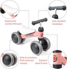 Baby Balance Walker, Four-Wheel Balance Car, Silent Wheels And Anti-Fall, Infant Toy, Suitable For Babies 12-24 Months Old, Halloween And Christmas Gifts For Boys And Girls - Pink - View 4