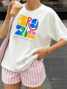 T-Shirt Shirt T-Shirt Brazilian Floral Print Oversized T-Shirt Summer Fashion Round Neck - Brasil Brazuca - Kem - Xem 9