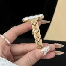 Band, Compatible With Apple Watch 1/2/3/4/5/6/7/8/9/10/SE/Ultra Series, Boucheron Bracelet Metal Strap, Floral Crystal Decor, Adjustable Wristband, Fashion & Versatile