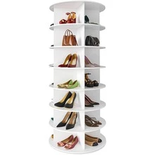 7 Tier Rotating Shoe Rack Tower, Free Standing 360° Shoe Organizer Lazy Susan, Bag Display Rack Storage Round Carousel, Neat And Elegant Shoe Storage Solution - 白色 - 查看 1