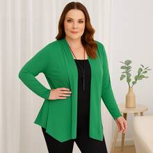 Women's Plus Size Retro Lightweight Cardigan G1 G2 G3 Long Sleeve Kimono Cardigan - Green - View 1