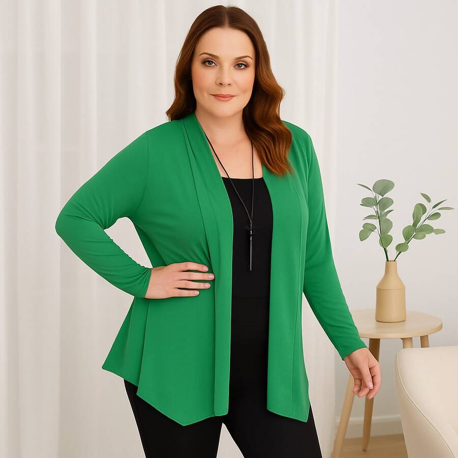 Women's Plus Size Retro Lightweight Cardigan G1 G2 G3 Long Sleeve Kimono Cardigan - Green - View 1