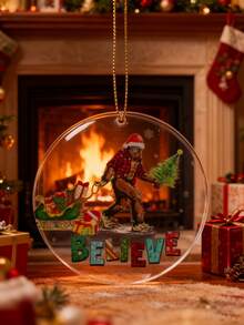 3pcs/1 Piece, 8cm/3.2 Inches Round Acrylic Christmas Tree Decoration, Christmas Gorilla Gift, Christmas Hanging Gift, Christmas Decoration Supplies, Home Decoration, Holiday Decoration, Room Decoration, Christmas(Lanyuan Comes With) - Multicolor - View 7