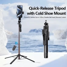 1.85M Aluminum Alloy Keel Bracket Selfie Stick Tripod With Expandable 1/4 Screw Suitable For Sports Cameras And Smartphones