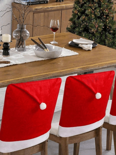 10 Stück/Set Weihnachtsstuhlrückenbezug 60 x 50 cm, abnehmbar und waschbar Esszimmerstuhlbezug für Weihnachten, Küche, Wohnzimmer Heimdekoration, Weihnachtsdekorationen, Weihnachtsstuhlbezug mit weicher Haptik aus Vliesstoff, Weihnachtstischdekoration, Weihnachtsmannmütze, Weihnachtsgeschenke, Weihnachtszubehör