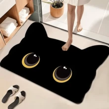 1 件装黑色猫咪浴室地垫 - 浴室防滑垫，吸水，舒适站立垫，适用于厨房、洗衣房、走廊、浴室，可擦拭门垫，适合入口和浴室，完美的春夏装饰 | 地毯、房间装饰、区域地毯、卧室地毯、厨房地垫、家居装饰、门垫、浴室垫、圣诞装饰厨房地毯 - 彩色 - 查看 1