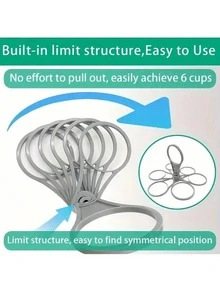 1pc Foldable 6-Cup Beverage Holder With Handle - Made Of Durable Plastic, Space-Saving Design Suitable For Camping, Picnics, Outdoor Events And Restaurants