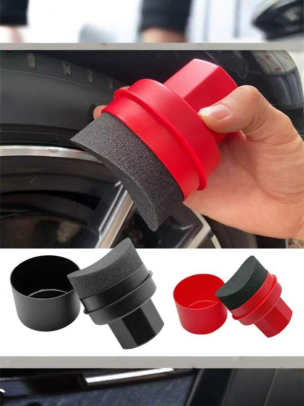1pc Premium Car Tire Waxing Sponge, Car Wax Applicator Pad With Lid Curved Shaped Easy Waxing Tire Sponge Tire Cleaning Tools Detailing Brush, Multi-Purpose Tire Cleaning Sponge, Soft, Durable And Gentle For Easy Shine Application, Ideal For Car Enthusiasts And Detailers, For Car Detailing, Ideal For Cars, Trucks