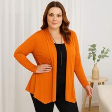 Women's Plus Size Retro Lightweight Cardigan G1 G2 G3 Long Sleeve Kimono Cardigan - 橘色 - 查看 2