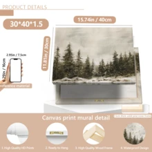 1幅复古墙面艺术海报，冬日仙境艺术印刷品 - 充满活力的树叶图案帆布海报，适合室内空间 - 现代装饰艺术和复古风格墙面艺术，带框或不带框均可，房间装饰，家居装饰，大学宿舍公寓装饰，酒店，家庭，客厅，卧室，浴室和办公室墙面装饰礼品 - 横向 - 彩色 - 查看 13