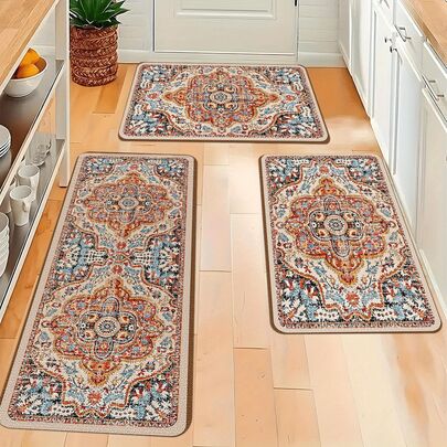 , Kitchen Set Floor, Flannel, 0.47inch Thick Sponge, Long Strip Floor, Bar Counter Anti-Slip, Kitchen Door Floor, Soft Corridor Carpet, Laundry Room Soft Floor