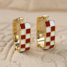 1 par de brincos quadrados femininos elegantes, presente de Natal