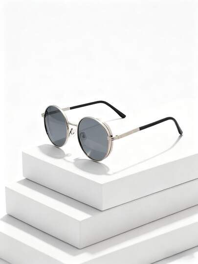 Retro Round Large Frame Fashion Glasses, Unisex Fashion Glasses, European And American Style Photo Prop Glasses