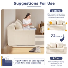 Convertible Sofa Bed, 3 In 1 Loveseat Folding Couch Bed Foldable - Boneless Couch & Floor Futon Sleeper, Corduroy Pull Out Sofa Bed With 4 Pillows For Living Room - Màu be - Xem 6