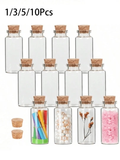 Portable Mini Bottle Storage Jar, Practical Cork Sealed Glass Jar, High Airtightness Compact Glass Bottle, Suitable For Wedding Favors, Halloween Decorations, Baby Showers, Party Favors, Crafts, DIY Decorations And More