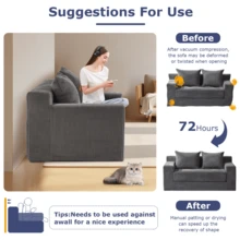 Convertible Sofa Bed, 3 In 1 Loveseat Folding Couch Bed Foldable - Boneless Couch & Floor Futon Sleeper, Corduroy Pull Out Sofa Bed With 4 Pillows For Living Room - 灰色 - 查看 6
