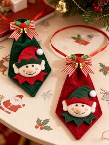 1pc, Christmas Fairy Bow Tie Decoration, Christmas Doll Decoration Tie, Fairy Bow Tie Pendant, Shop Window Doll Decoration Accessory, Car Cab Hanging Decoration, Christmas Tree Hanging Decoration Bow Tie. Christmas Decorations Winter Room Decor