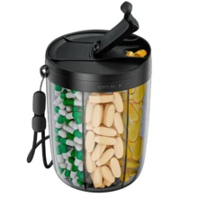Portable Pill Organization With Separate Compartments - Holding 7 Kinds Of Vitamins And Medicines, 7-Compartment Medicine Box For 7 Days A Week, Anti-Mixing Design, Wide Opening, Clear Observation Window, Travel-Friendly Medicine Can With Convenient Lanyard, Travel, Elderly And Busy Lifestyle, 7 Compartments Medicine Can - 彩色 - 查看 9