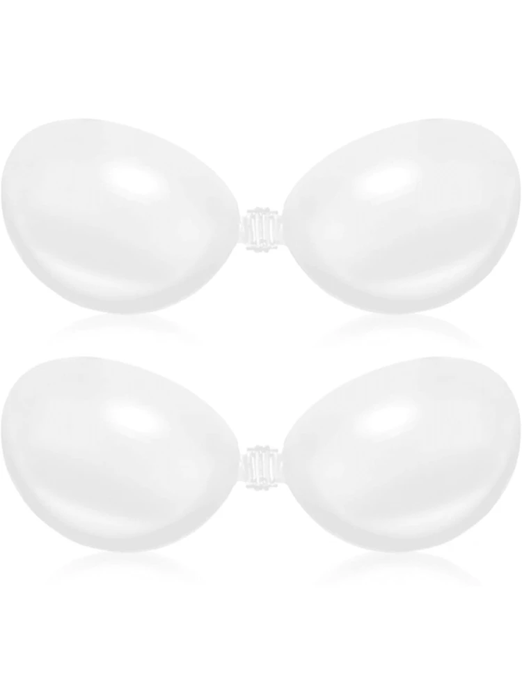 Sutiã Invisível Sem Alça de Silicone Feminino com Almofadas Adesivas, Adequado para Vestidos de Alça Fina e Vestidos de Noiva, Levantamento e Suporte de Verão, Sutiã Invisível Leve e Respirável - Transparente - Visão 15