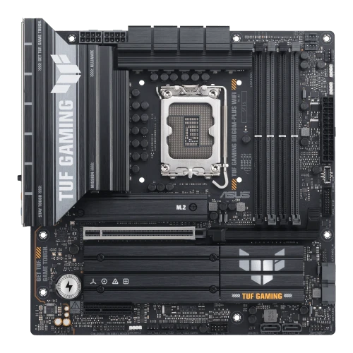  ASUS TUF Gaming B860M-PLUS WiFi, Intel MATX Motherboard, 12+1+2+1 80A DrMOS Power Stages, DDR5, PCIe 5.0, 3 M.2 Slots, Wi-Fi 7, Realtek 2.5Gb Ethernet, DisplayPort, HDMI, USB 20Gbps Type-C