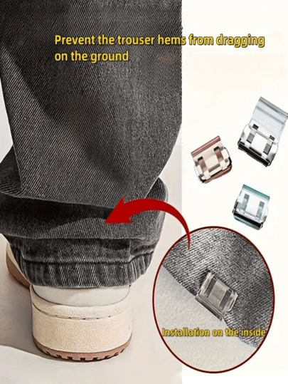 Invisible Pants Hem Shortening Clips - Transparent And Adjustable, Waterproof, Wear-Resistant, Non-Slip, Seamless Hidden Design - Suitable For Jeans, Trousers, Etc., Prevents Pant Bottoms From Dragging On The Ground, A Wardrobe Essential - Pants Adjuster, Waist Adjuster Clip, Sewing Accessories For Jeans, Invisible Shortening Tool, Stylish Clothing Clips.