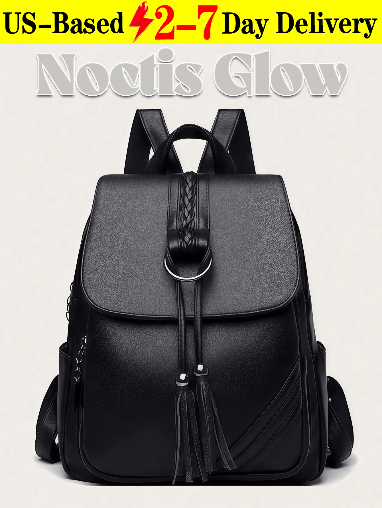Crafted From Leather, The Backpack Has A Sleek Design With A Braided Detail And Tassel Accents On The Front Flap. It Features Adjustable Straps For Comfortable Carrying, Suitable For Holding Daily Essentials Like A Tablet, Wallet, And Cosmetics. The Structured Shape And Stylish Elements Make It A Practical Accessory, Ideal For Both Work Commutes And Casual Outings. - 彩色 - 查看 1