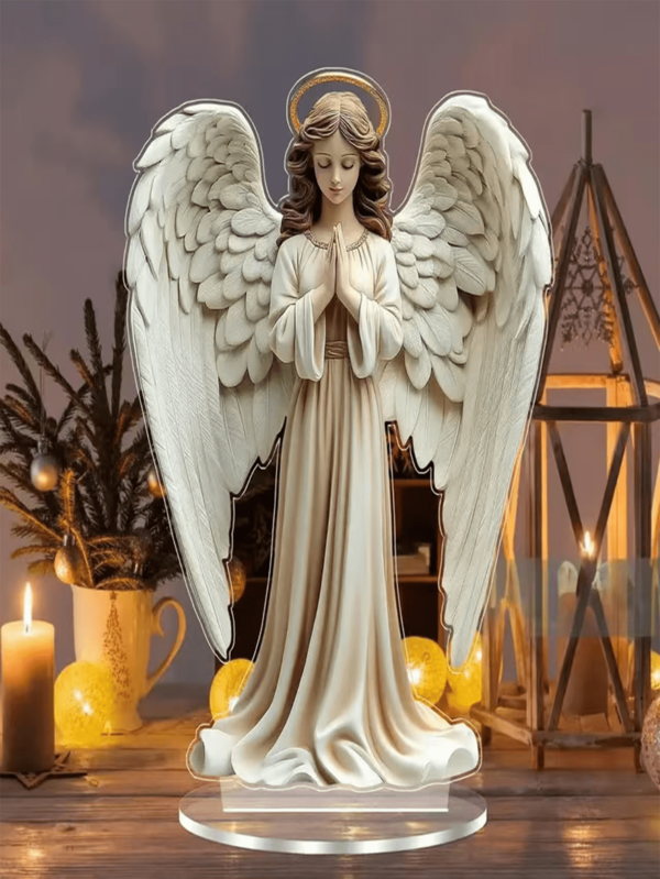 1 pièce Statue d'ange acrylique 2D, décoration de style vintage - décoration pour la maison, cadeau d'anniversaire, récompense de Pâques, cadeau de fête des pères, cadeau d'Halloween, cadeau de Noël, cadeau parfait, jouet