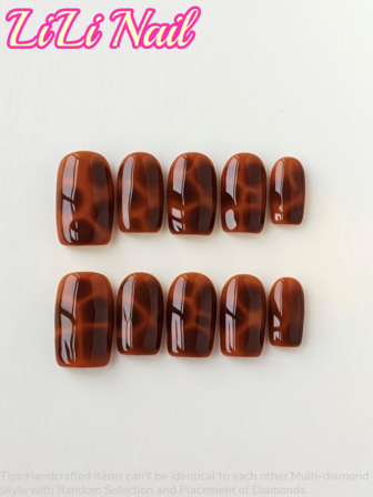10 Pcs Handcrafted Acrylic Press On Nails,Nails Supplies,Press On Nails Medium,Square Nails,Brown Nails,Cute Nails,Leopard Nails,Vintage,Classicfall Press On Nails,Nail Tech Supplies,Acrylic Nail Supplies,Poly Gel Nail Kit,With Nail Tools,For Women & Girl