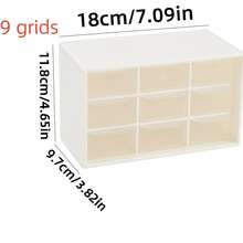 1 pieza Organizador de joyas con nueve compartimentos, caja de almacenamiento de escritorio mini, caja de almacenamiento de anillos y aretes de cajón multicapa, caja de almacenamiento de suministros de oficina pequeños, regalo del Día de San Valentín y regreso a la escuela - Rosa Pálido - Ver 2