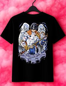 Angemon T-Shirt Anime Manga Cartoon Game Video Game Japan Nostalgia Exclusive Print Versatile And Modern Design Comfort And Durability And Style 100% Cotton Unisex Plux Size Casual Shirt Men Women Streat Casual Streatwear Immediate Shipping - 黑色 - 查看 3