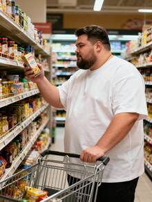 Plus Size Men's 1PC Cotton Tee - Black/White | 2025 Oversized Streetwear - 白色 - 查看 2