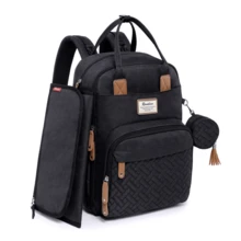 b.box "Mochila Pañalera Todo-en- Negra: Diseño Ergonómico y Multifuncional para Padres Modernos; Amplios Compartimentos y Bolsillos Térmicos para Máxima Organización; Materiales Impermeables y Libres de BPA para la  del Bebé; Incluye Cambiador Portátil Acolchado para Cambios Cómodos en Cualquier Lugar; Equilibrio Perfecto entre Estilo y Funcionalidad; Ideal para Aventuras Diarias con tu Bebé; La Solución Ideal para Días Fuera de Casa con Múltiples Bolsillos Interiores y Exteriores" - Negro - Ver 4