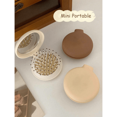 1pc/2pcs/3pcs Women Macaron Air Cushion Detangling Comb, Solid Color Portable With Mirror Massage Brush ,Comb Hair