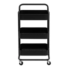 Multipurpose Organizer Cart With 3 Shelves – Practicality And Style For Kitchen, Beauty Salon, Clinic - màu đen - Xem 2