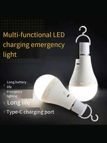 1 bóng đèn LED sạc lại được, cổng USB, thích hợp cho các gian hàng ngoài trời, cắm trại, câu cá, đèn LED di động, điều khiển từ xa với 3 màu, màu RGB, pin dung lượng lớn, thời gian sử dụng cực lâu, cổng Type-C, ổ cắm E27, tương thích với hầu hết các thiết bị chiếu sáng gia đình. - nhiều màu - Xem 10