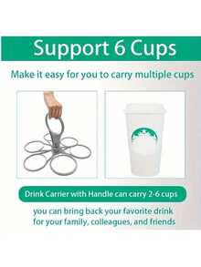 1pc Foldable 6-Cup Beverage Holder With Handle - Made Of Durable Plastic, Space-Saving Design Suitable For Camping, Picnics, Outdoor Events And Restaurants