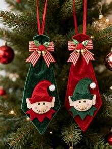 1pc, Christmas Fairy Bow Tie Decoration, Christmas Doll Decoration Tie, Fairy Bow Tie Pendant, Shop Window Doll Decoration Accessory, Car Cab Hanging Decoration, Christmas Tree Hanging Decoration Bow Tie. Christmas Decorations Winter Room Decor