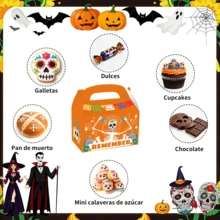 12 Pcs Cajas de Regalo para Día de Muertos, Cajas para Dulces Galletas y Postres, Diseño de Catrina y Calaveras para Fiesta, Escuela, Panadería, Negocio y Packaging Temático - Multicolor - Ver 3