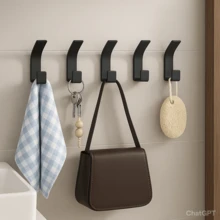 Kit Of 5 Luxury Multipurpose Adhesive Wall Hook Hanger No Mess - 黑色 - 查看 1