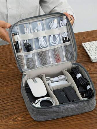 Large Capacity Waterproof Cable Organizer Bag For Cation Data Cable, Multi-Functional Travel Accessories & Cosmetics Storage Pouch