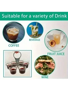 1pc Foldable 6-Cup Beverage Holder With Handle - Made Of Durable Plastic, Space-Saving Design Suitable For Camping, Picnics, Outdoor Events And Restaurants