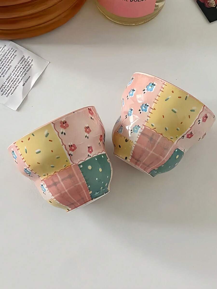 1 Cốc gốm chắp vá chất lượng cao, cốc đựng cà phê latte thích hợp để dùng tại nhà, làm quà tặng, sinh nhật, cửa hàng tráng miệng, quán cà phê, văn phòng, tụ họp, bạn bè - Nhiều màu - Xem 1