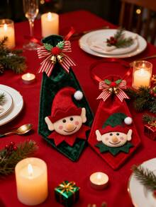 1pc, Christmas Fairy Bow Tie Decoration, Christmas Doll Decoration Tie, Fairy Bow Tie Pendant, Shop Window Doll Decoration Accessory, Car Cab Hanging Decoration, Christmas Tree Hanging Decoration Bow Tie. Christmas Decorations Winter Room Decor