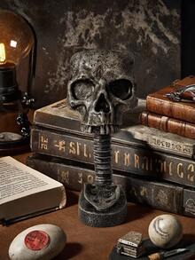 1pc Skull Planter And Spine Column Set, Resin Skull Planter, Halloween Human Skeleton Plant Pot For Home Office Desktop Decoration (Copper) - Multicolor - View 8