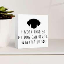 1 Pieza Trabajo duro para hacer el día de mi perro. Decoraciones de la fiesta de cumpleaños, cuadrado - Fiesta de cumpleaños Favours Decoración de madera de la placa . - 1 pieza - Ver 3
