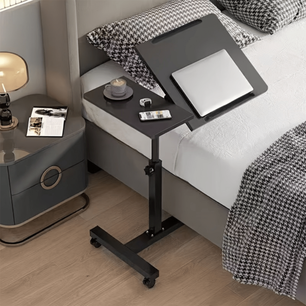 طاولة جانبية قابلة للتدوير والطي للسرير، طاولة مكتب قابلة للتعديل في الارتفاع، طاولة جانبية بسيطة للغرفة، طاولة كمبيوتر صغيرة