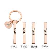 Llavero personalizado, llaveros personalizados, barra 3D, llaveros de acero inoxidable, texto grabado en 4 lados, nombre, fecha, logotipo, llavero personalizado, anillos, regalo de amor