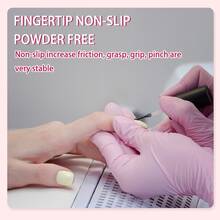 100pc Disposable Nitrile 4-Mil Latex Free Tattto Nail Hair Salon Cleaning Gloves - 粉色 - 查看 3
